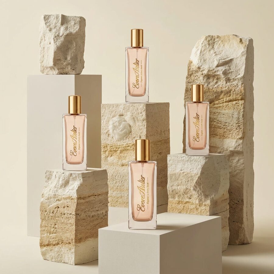 Bottle on a white plinth, picked